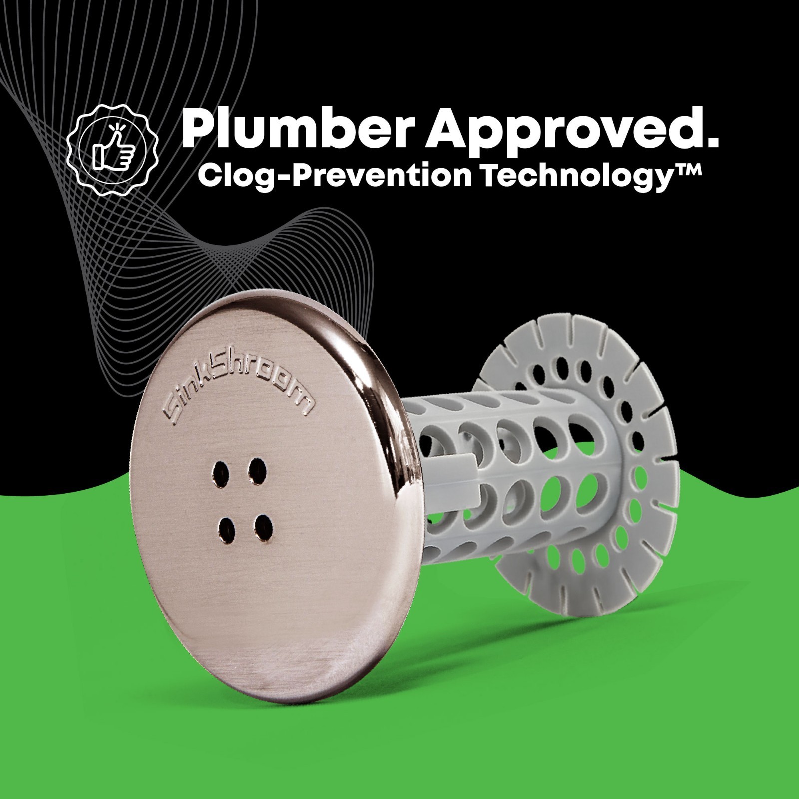 SinkShroom Nickel Award-Winning Drain Protector Hair Catcher Snare by TubShroom