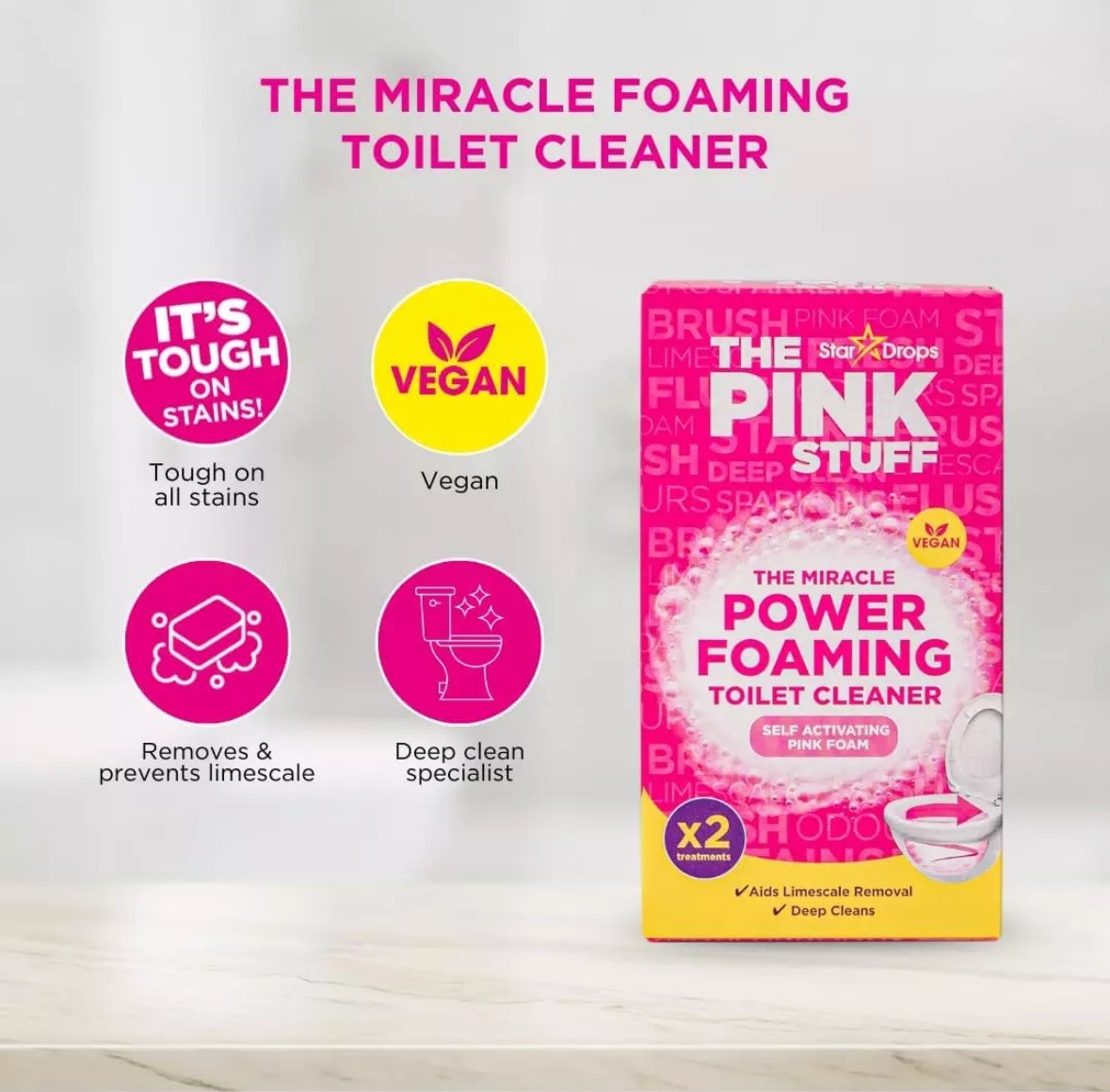 Stardrops The Pink Stuff Miracle Power Foaming Toilet Cleaner – Self-Activati…