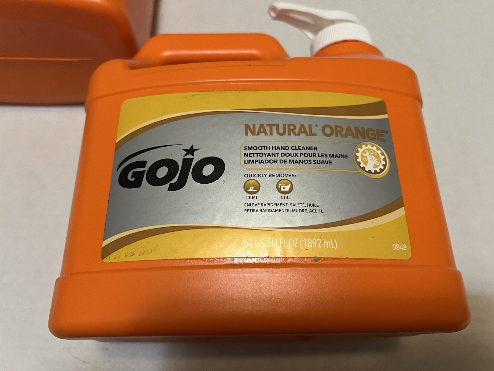 Brand New x2 GOJO 0948-04 Natural Orange Hand Cleaner in Half-Gallon Pump Bottle