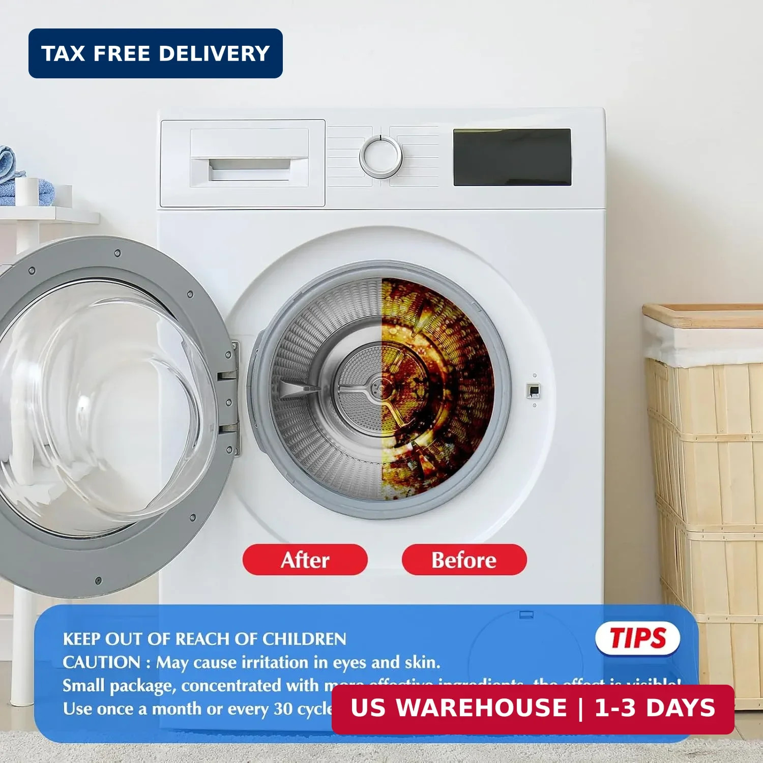 Washing Machine Cleaner Tablets Descaler 40 Pack Deep Cleaning HE Front Load