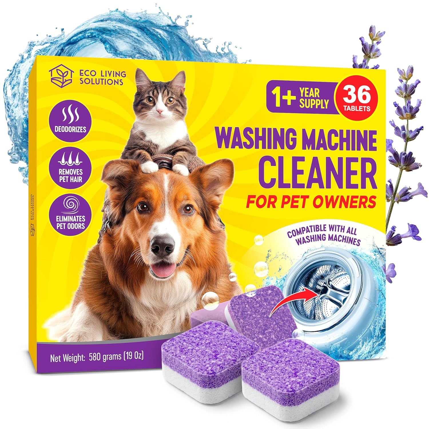 Washing Machine Cleaner Tablets Pet Hair Remover 36 Pack Descaller Dogs (78