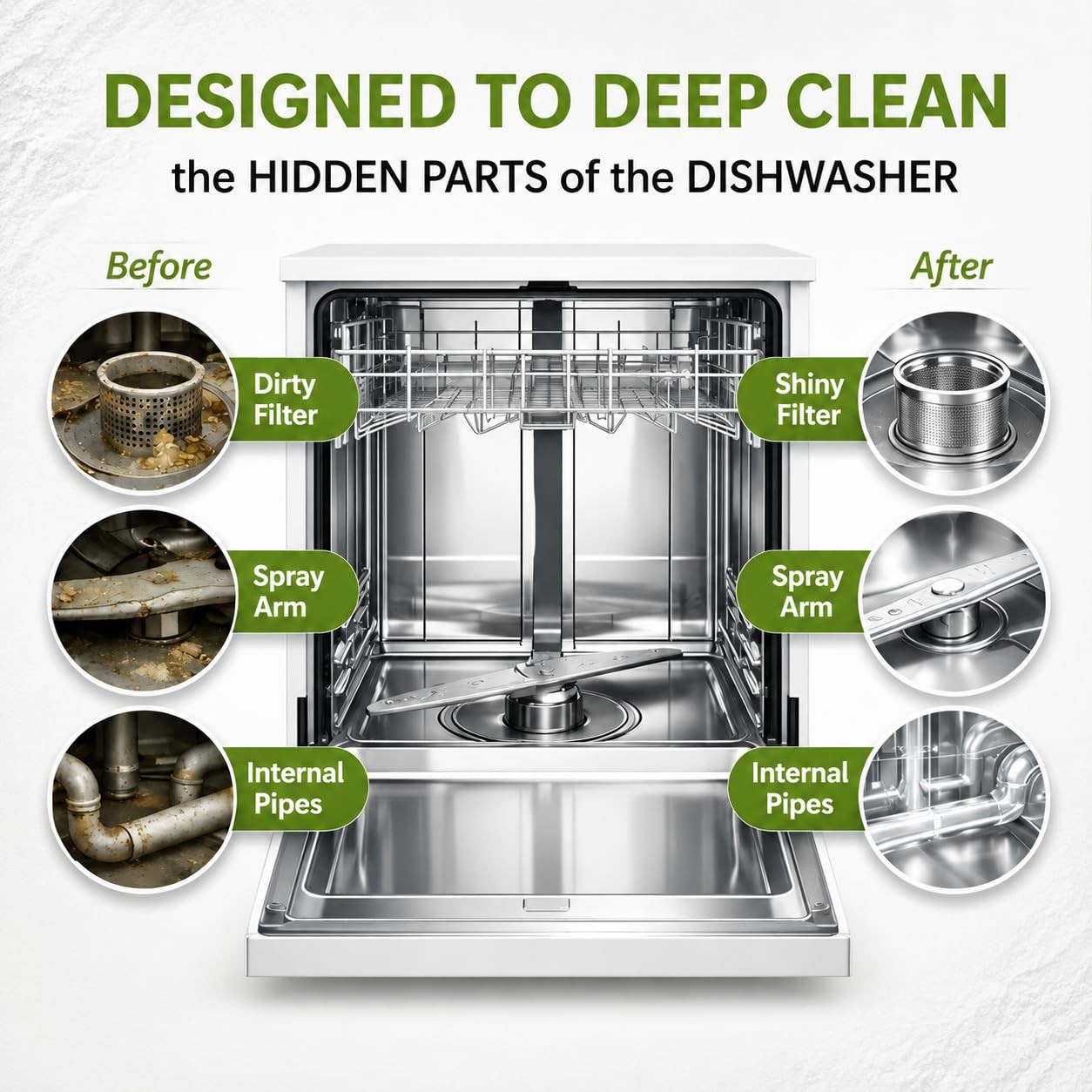 Dishwasher Cleaner and Deodorizer XL Tablets – Heavy-Duty Descaler & Odor Rem…