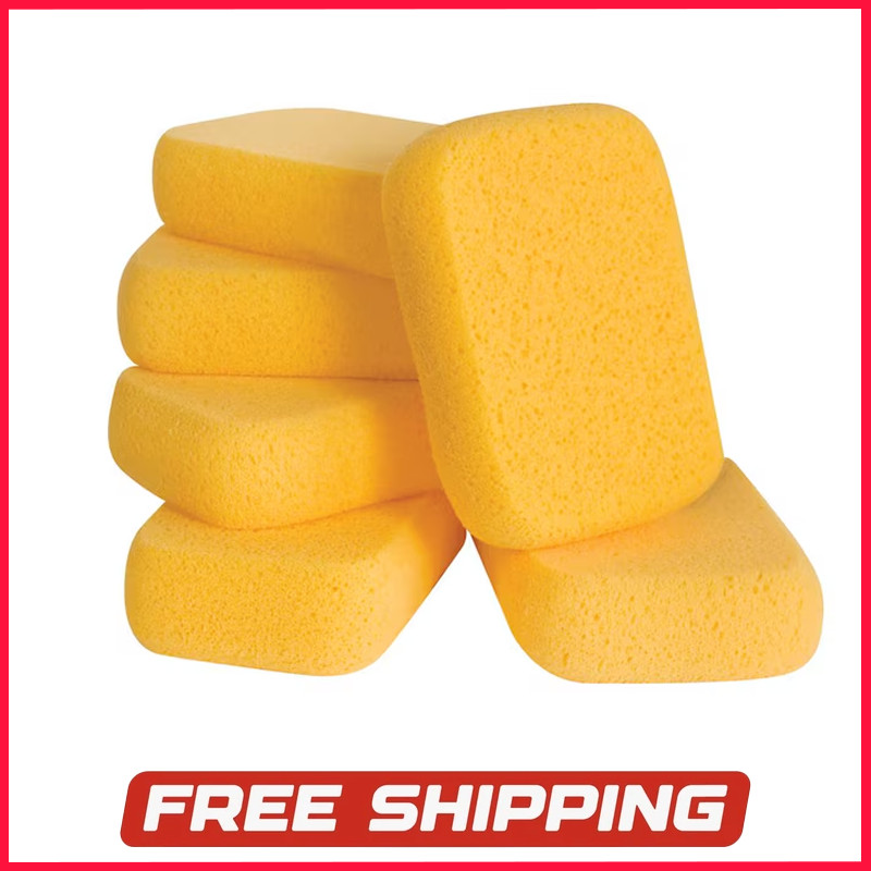QEP Extra Large Grouting & Cleaning Sponges – 6-Pack 7.5″ x 5.5″ Heavy-Duty Poly