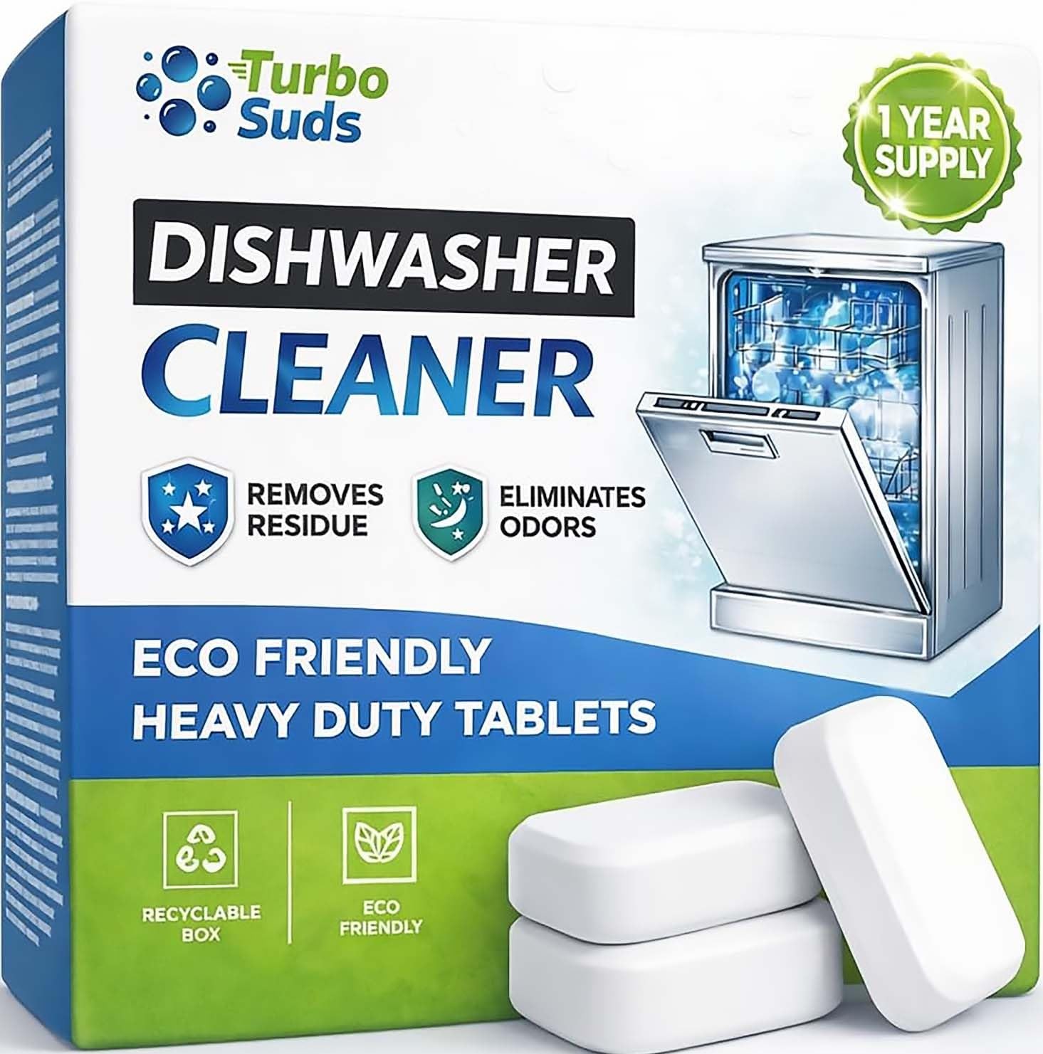 Dishwasher Cleaner and Deodorizer XL Tablets – Heavy-Duty Descaler & Odor Rem…