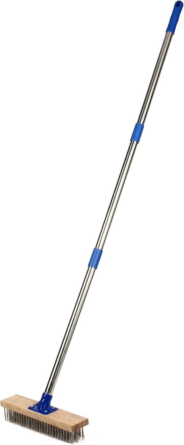 Stainless Steel Deck Brush 57-Inch Heavy Duty Scrubber for Concrete Pool Pati…