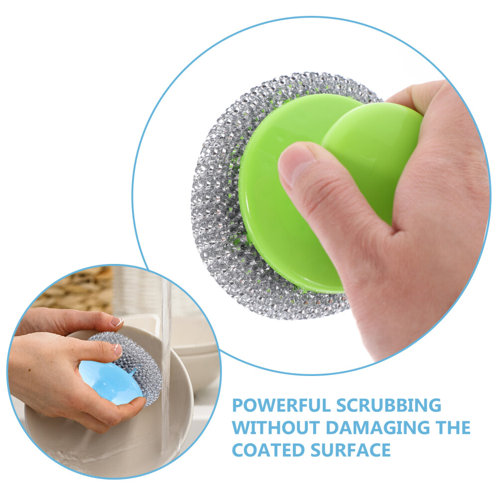 5 Sets Pot Metal Scrubber Pot Cleaning Brushes Pan Scrubber with Handle