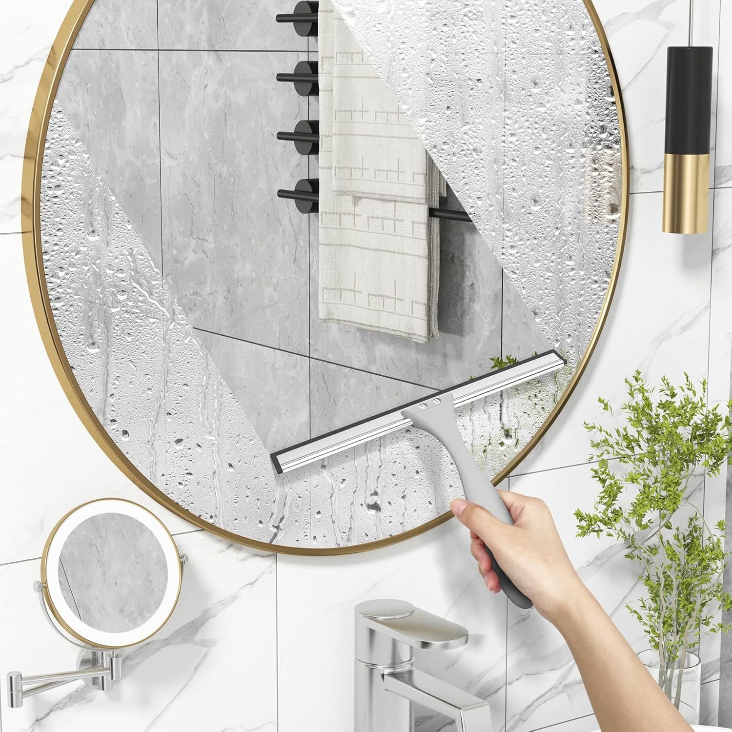 Squeegee for Shower Glass Door, All-Purpose Squeegee with Hook for Shower Doors,