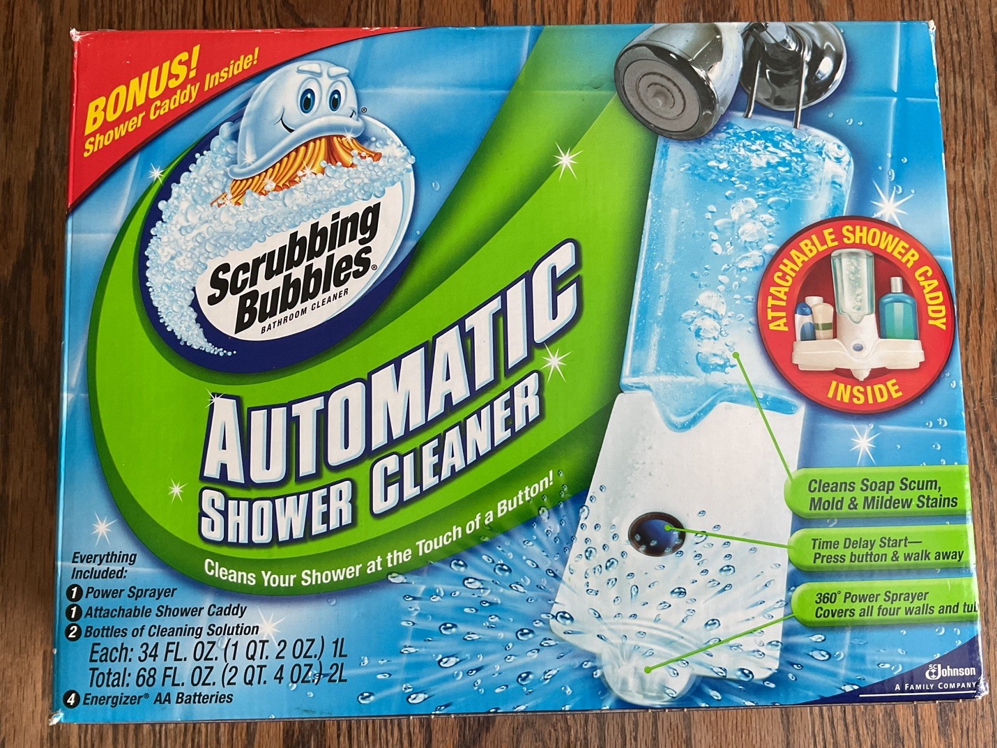 Scrubbing Bubbles Automatic Shower Cleaner Kit w/ Shower Caddy & 2 Cleaners~ NOS