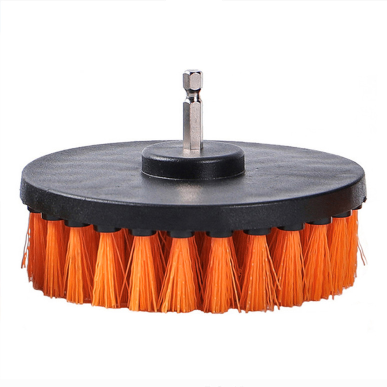 4 inch Drill Brush for Cleaning Car Carpet Wall Carpet Tile Medium Duty ORANGE