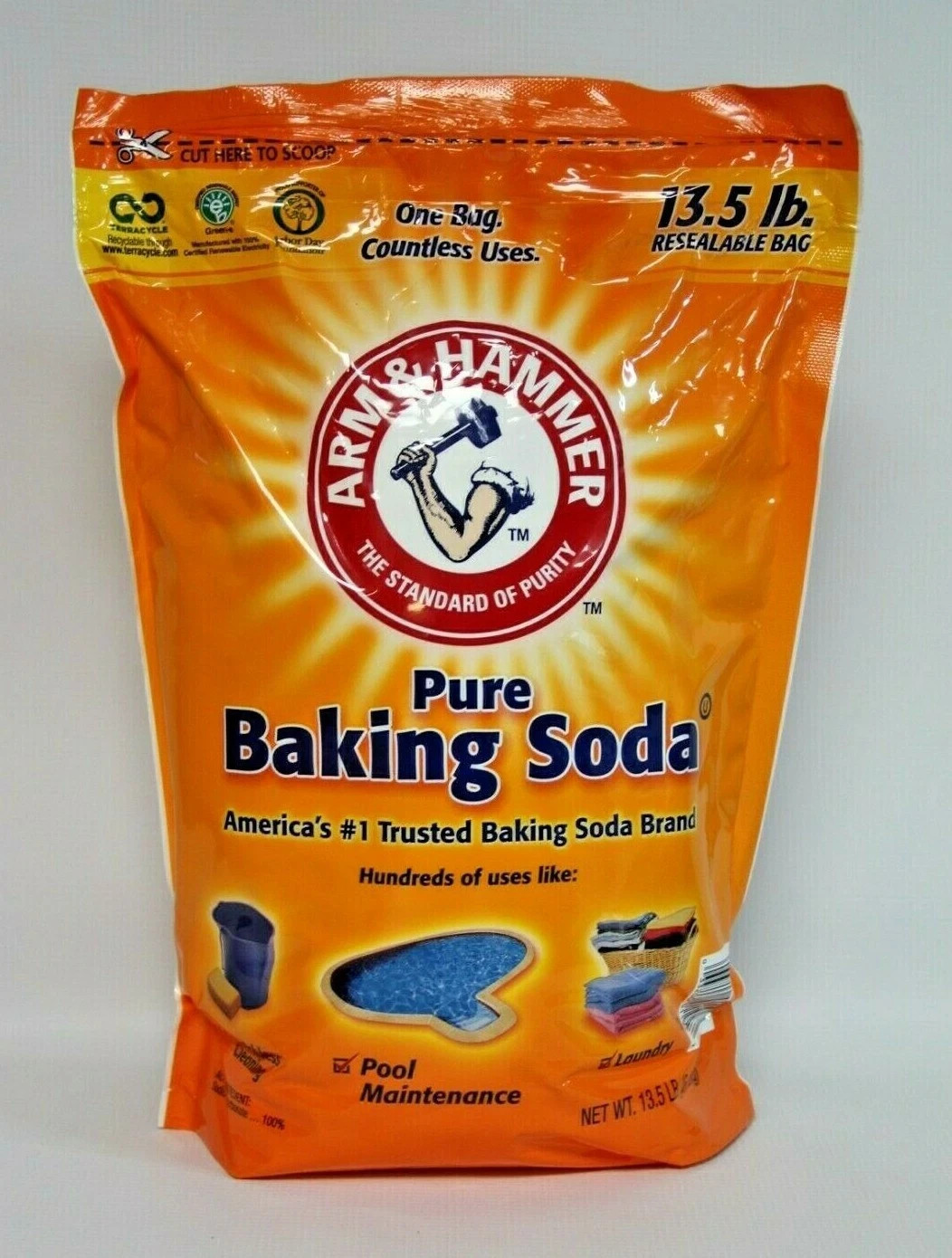 Arm & Hammer Pure Baking Soda 13.5 lb Resealable Bag – Baking | Cleaning | Pool