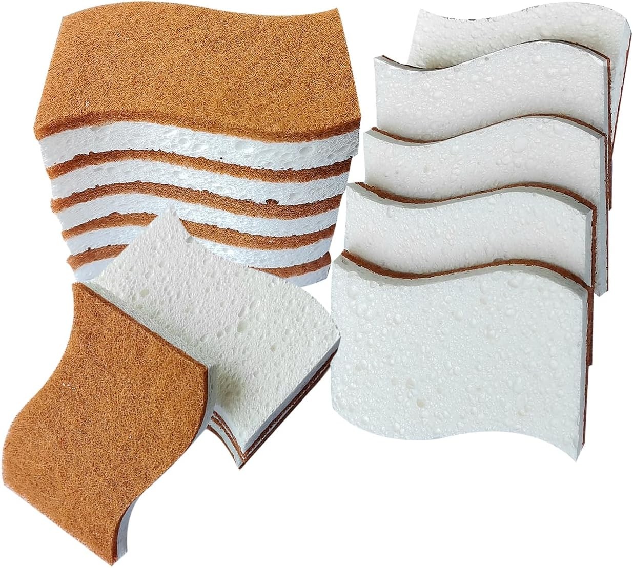 Natural Sponges for Dishes 12 Pack,Keep Soap Biodegradable Kitchen Sponge,