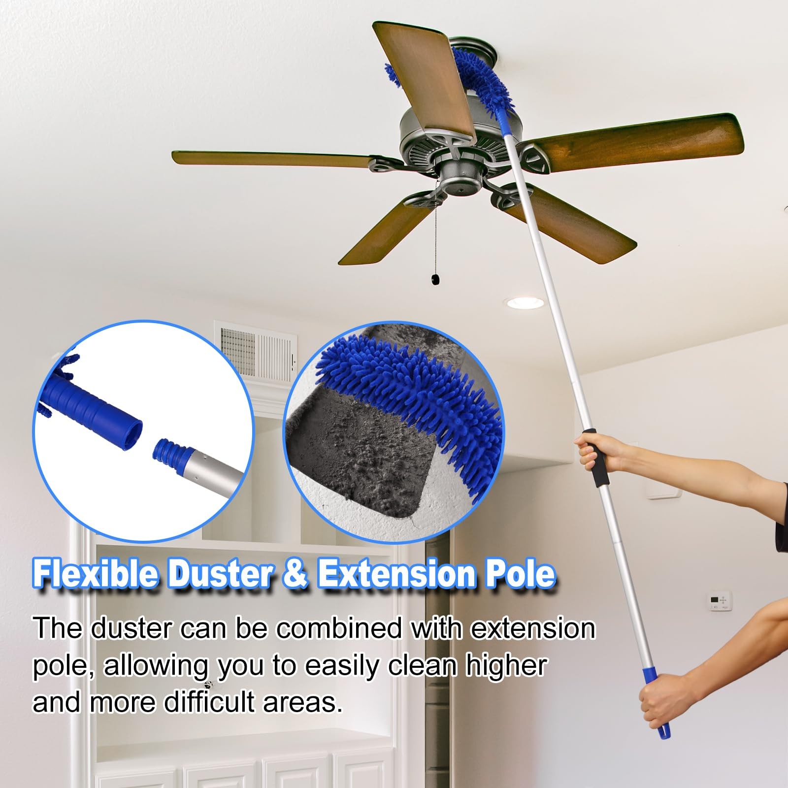 62” Car Wash Brush Kit Mitt Mop Sponge with Long Handle, 1 Chenille Scratch-…
