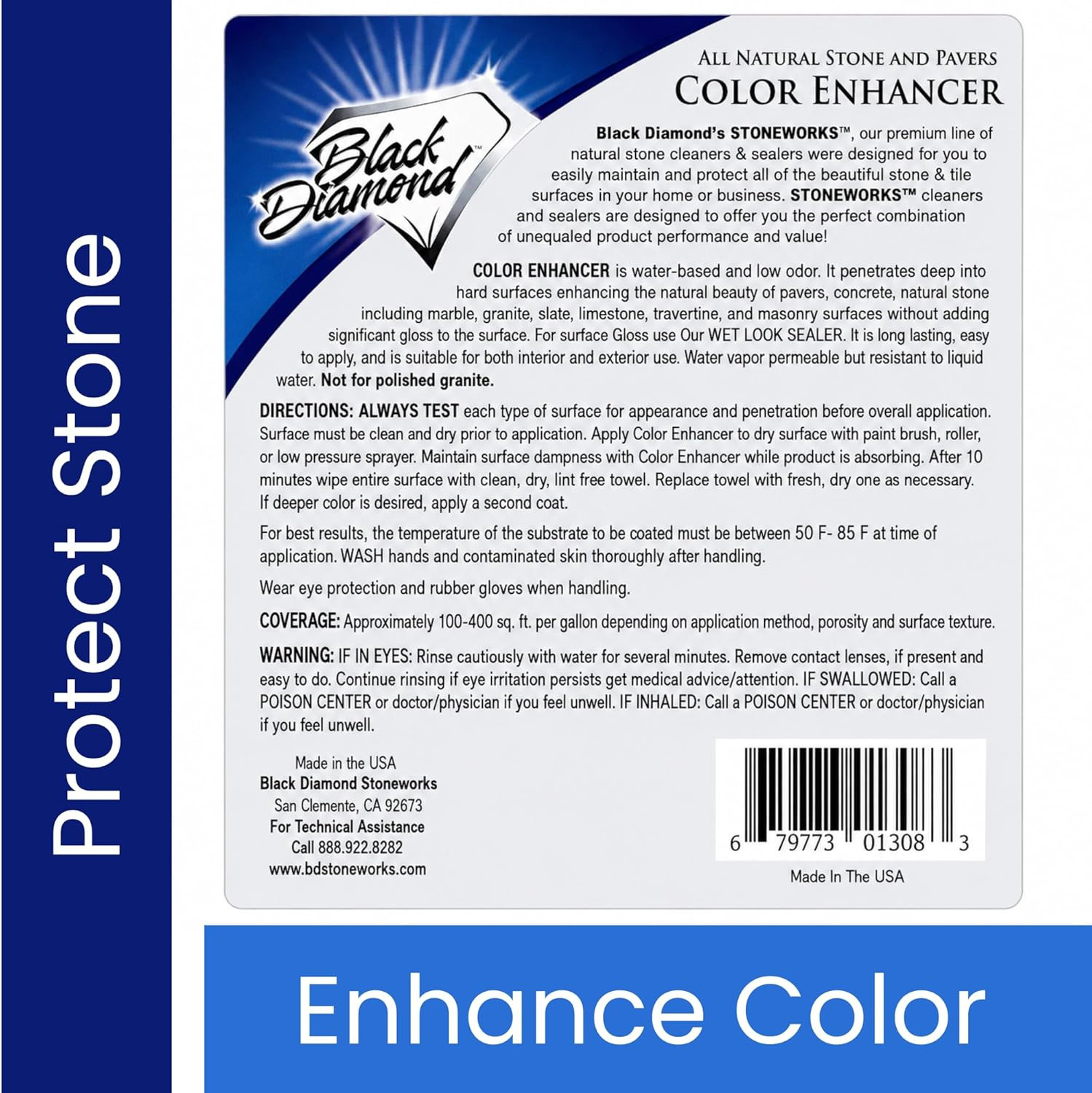 Color Enhancer Sealer for All-Natural Stone and Pavers. Marble, Travertine, Lime