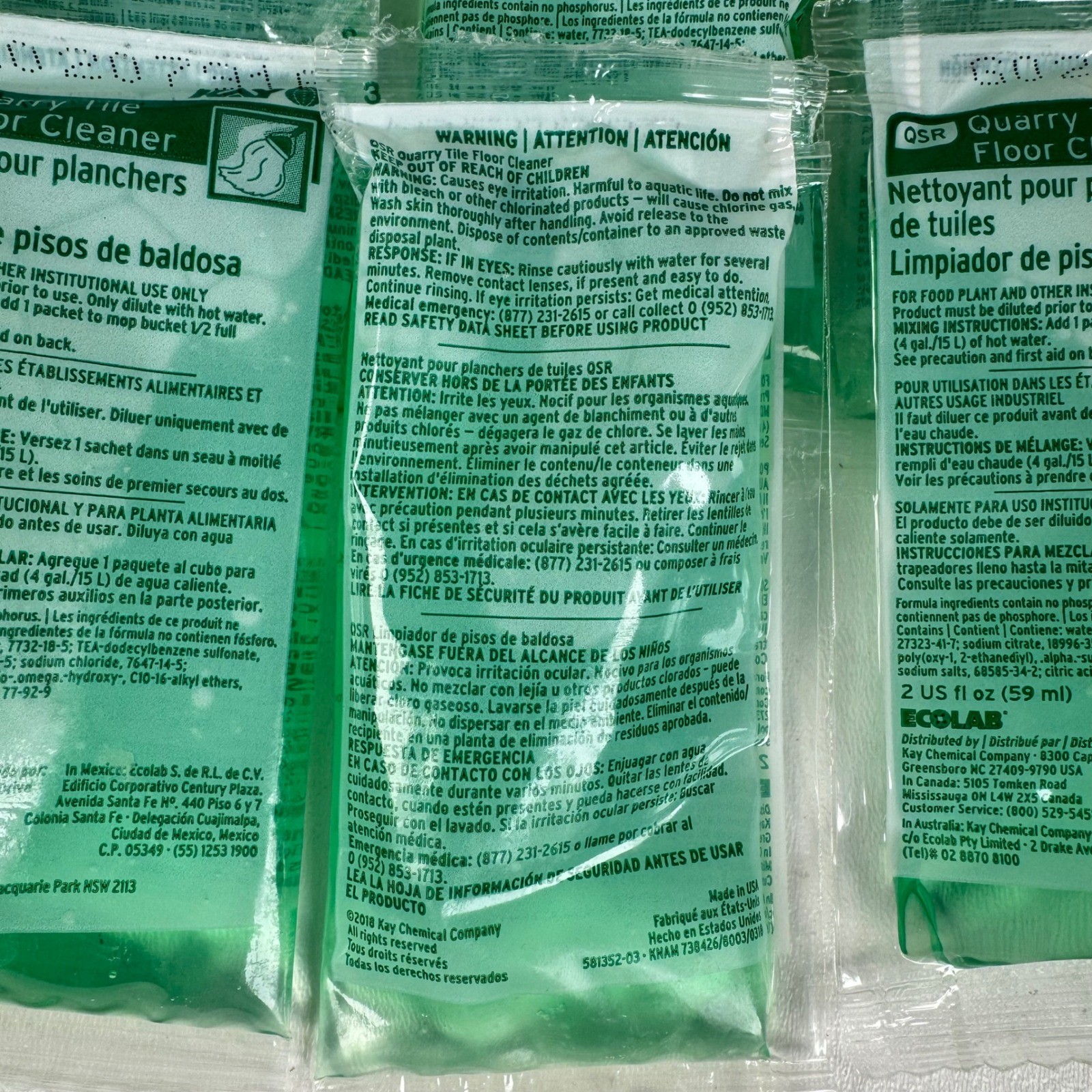 Lot 15 Ecolab Kay Quarry Tile Ceramic Commercial Floor Cleaner Degreaser 2oz