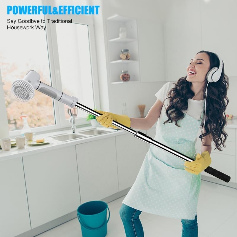 Electric Spin Scrubber 308 RPM, 2000mAh, 90min Run Time, 6 Brush Heads