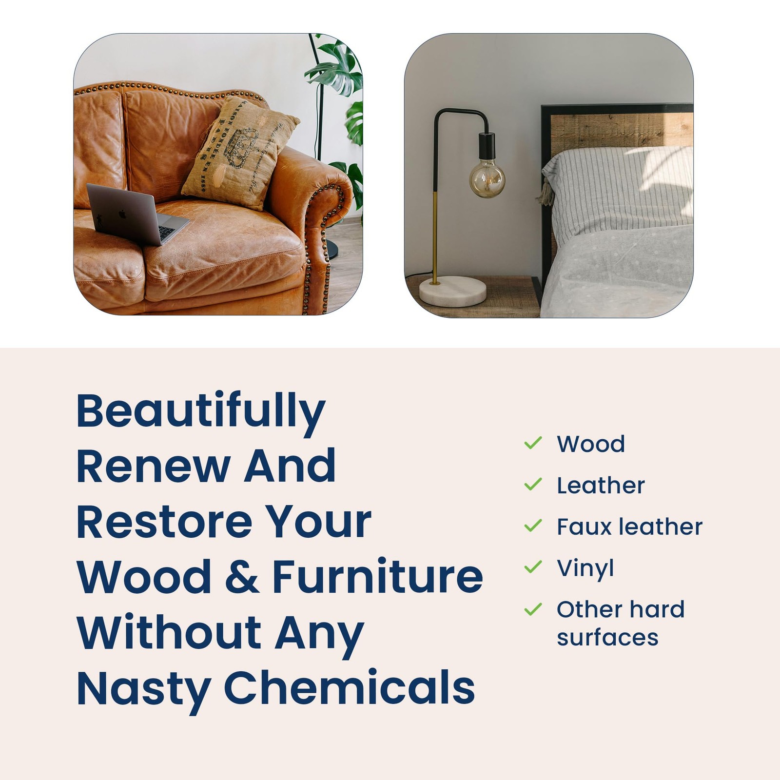 Natural Wood Cleaner & Furniture Polish – Leather Cleaner, Vinyl, Furniture &…