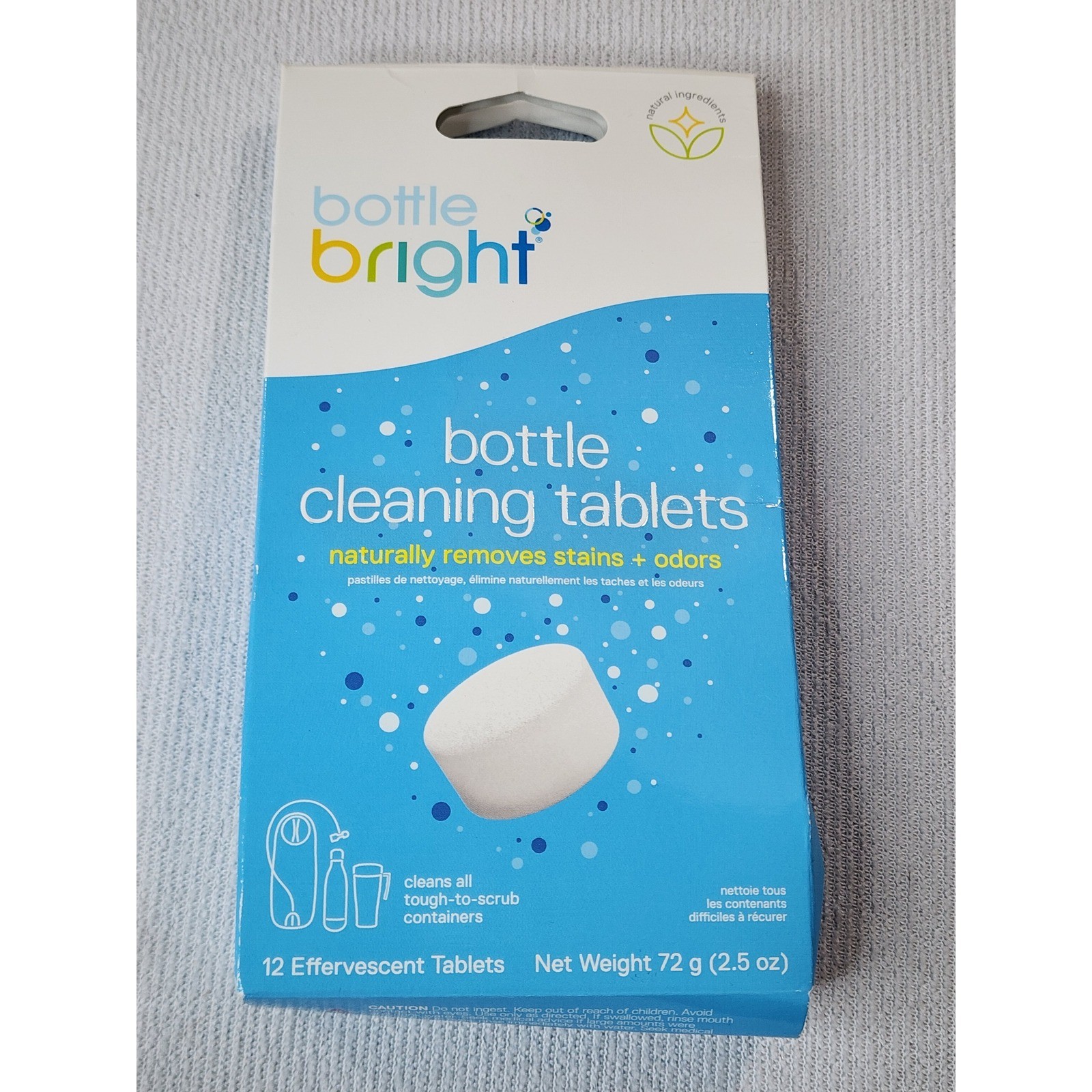 Bottle Bright Cleaning Tablets 12ct Blue Natural Biodegradable Stain Remover