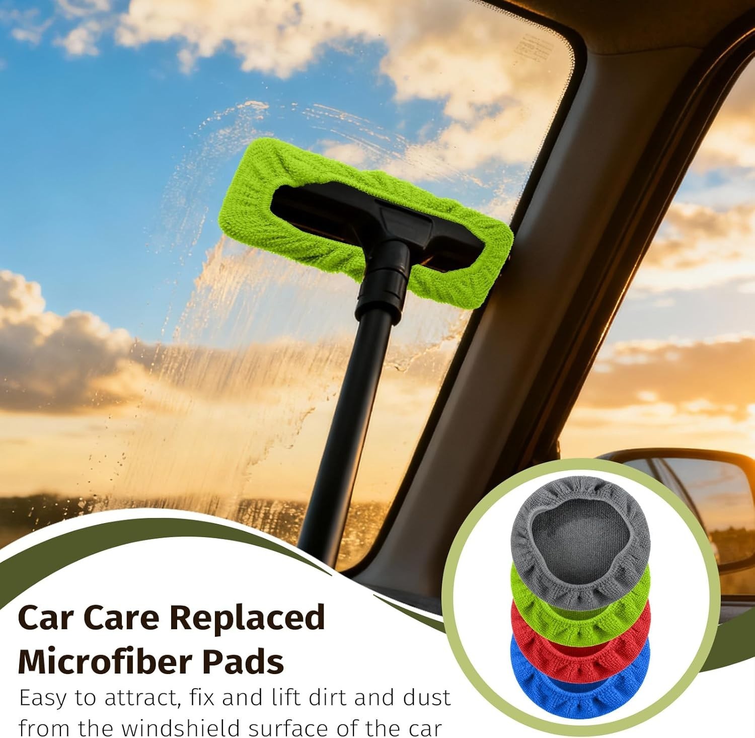 16-Pcs Microfiber Windshield Cleaning Pads – Eco-Friendly Car Care Kit