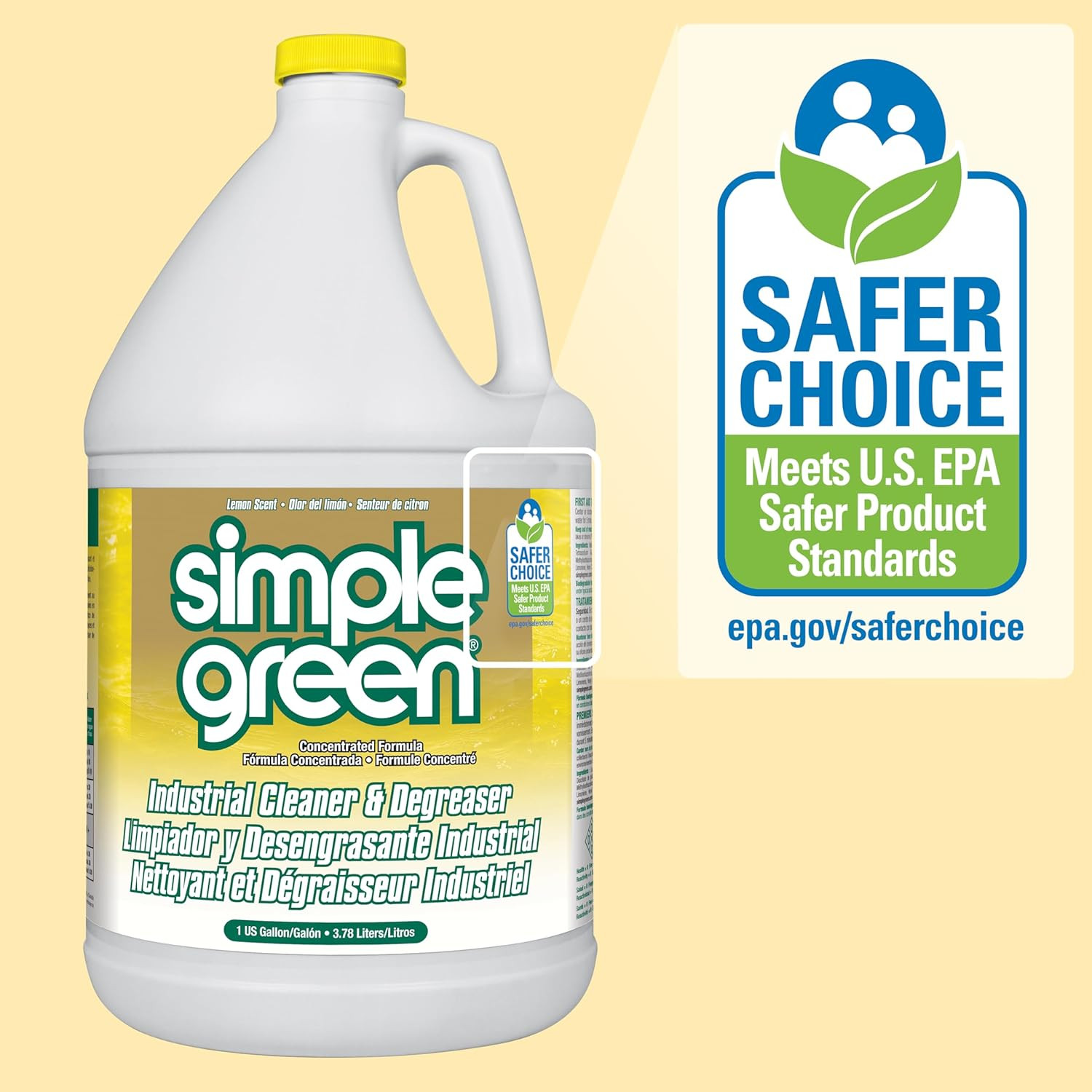 Industrial Cleaner and Degreaser Concentrated Lemon Scent 1 Gallon 128 fl oz