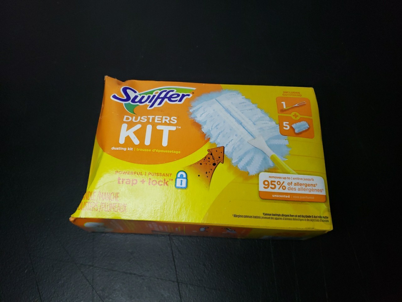 Swiffer Dusters Kit contains one handle and five disposable dusters for cleaning
