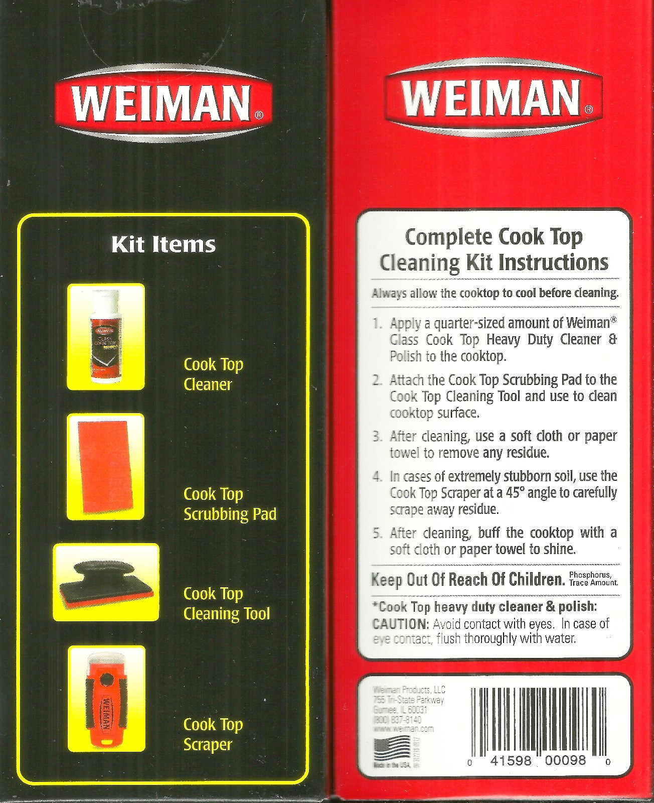 Glass Cook Top & Ceramic Range COMPLETE CLEANING KIT cooktop cleaners WEIMAN 98