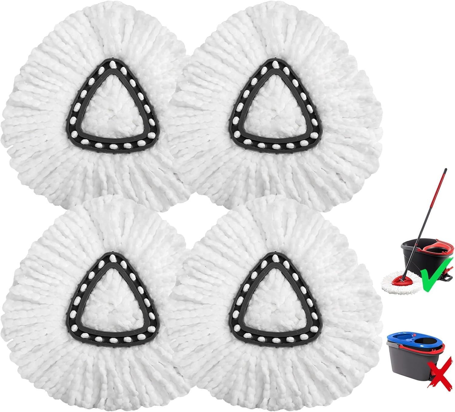 4 Pack Microfiber Mop Head Replacements for O-Cedar EasyWring Spin Mop System