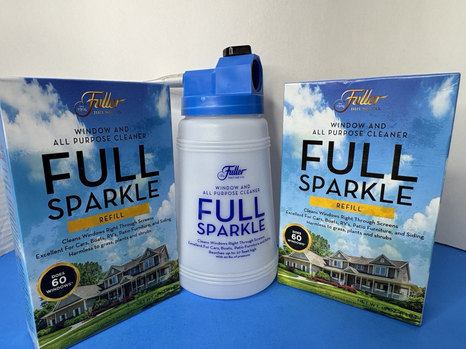 Fuller Full Sparkle Spray Bottle & 2x Refill Window and All Purpose Cleaner 16oz