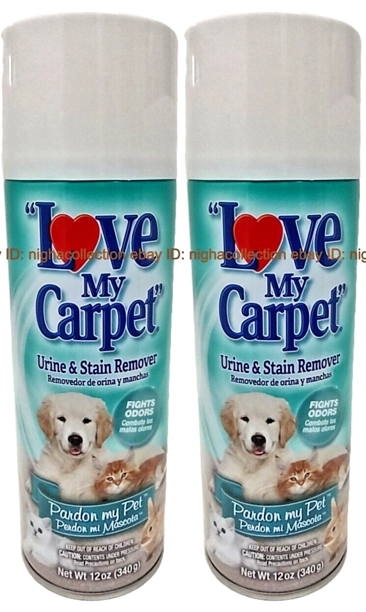 2x LoveMy Carpet Urine & Stain Remover Odor Eliminate Spray PardonMyPet 12 oz Ea