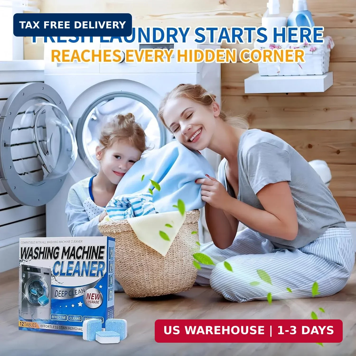 Washing Machine Cleaner Tablets-24 Packs,Deep Cleaning Tablets For HE Front Load