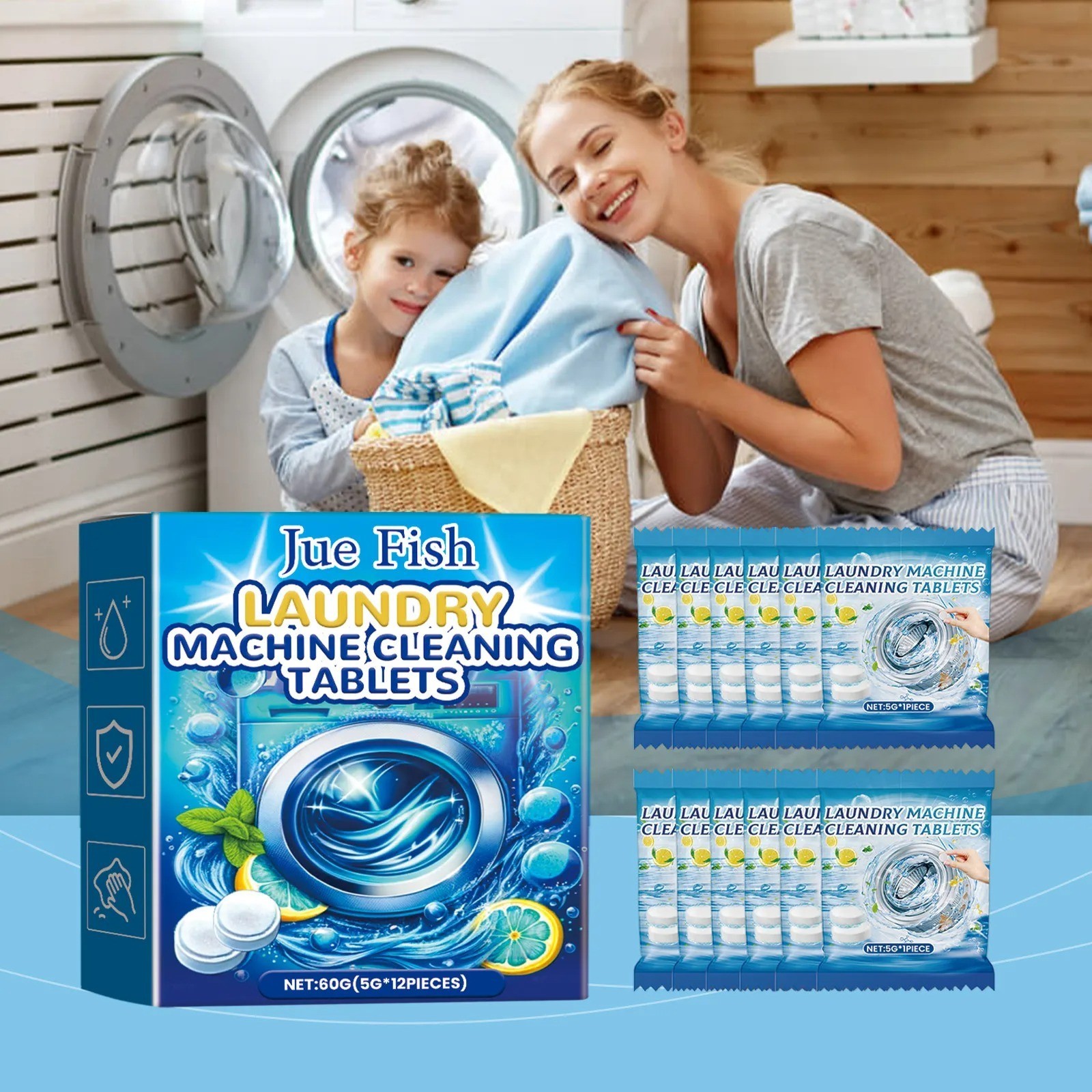 12/24Pcs Washing Machine Cleaner Washer Deep Solid Cleaning Effervescent Tablets