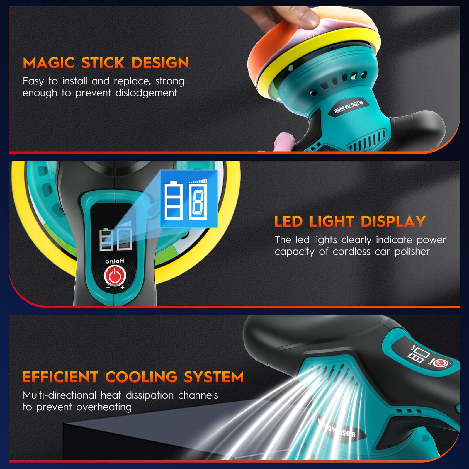 Cordless Car Buffer Polisher Kit with 2x21V Batteries, 6 Inch Car Polisher wi…