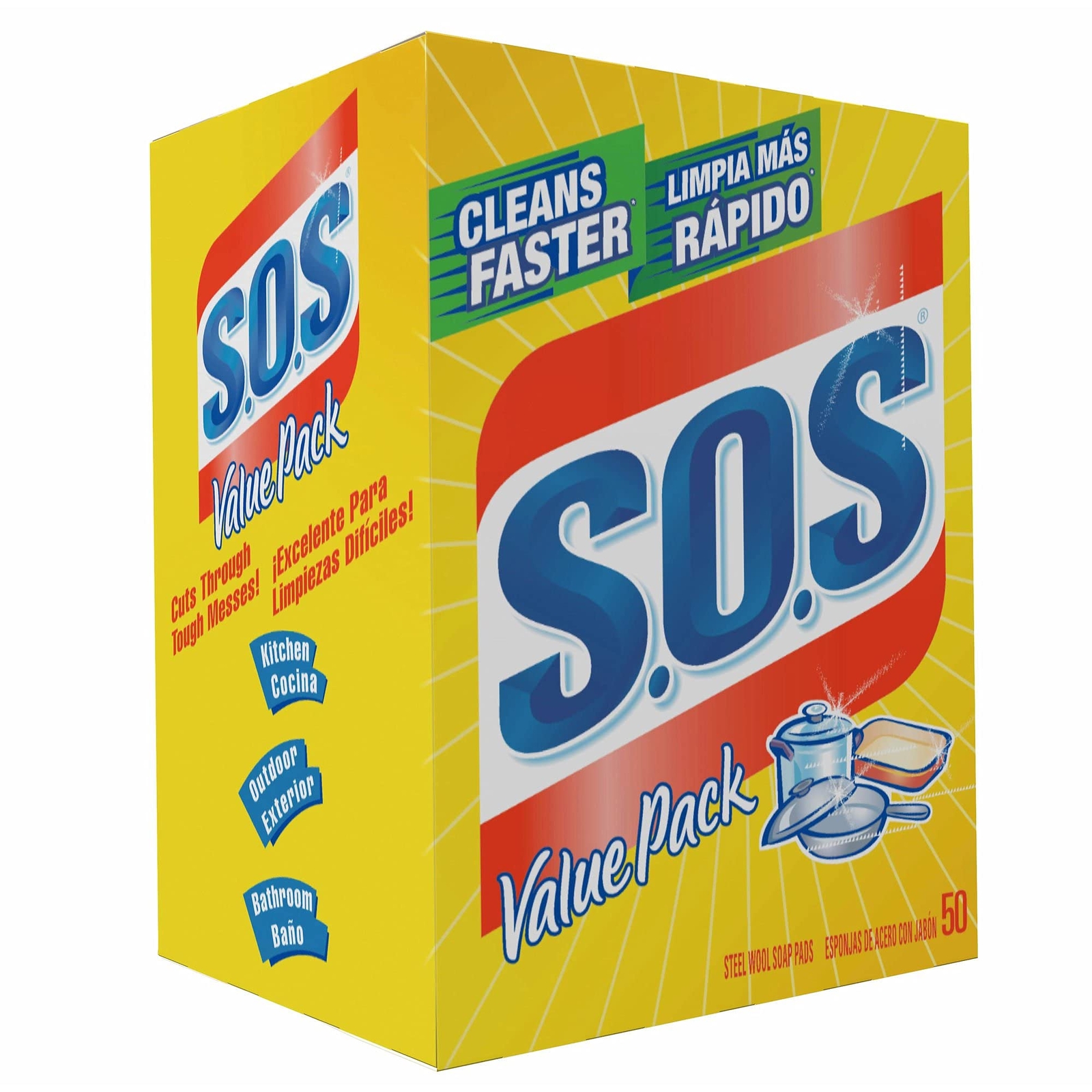 S.O.S Steel Wool Soap Pad 50 Count Heavy Duty Cleaning Abrasives
