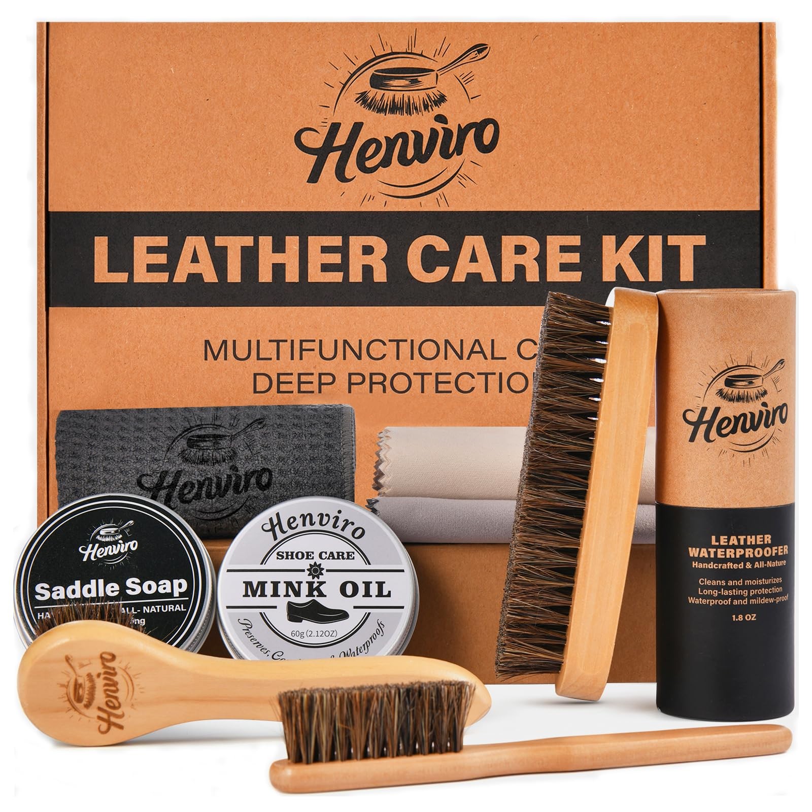 Leather Boot Care Kit – Mink Oil, Saddle Soap for Leather, Waterproofing Wax,…