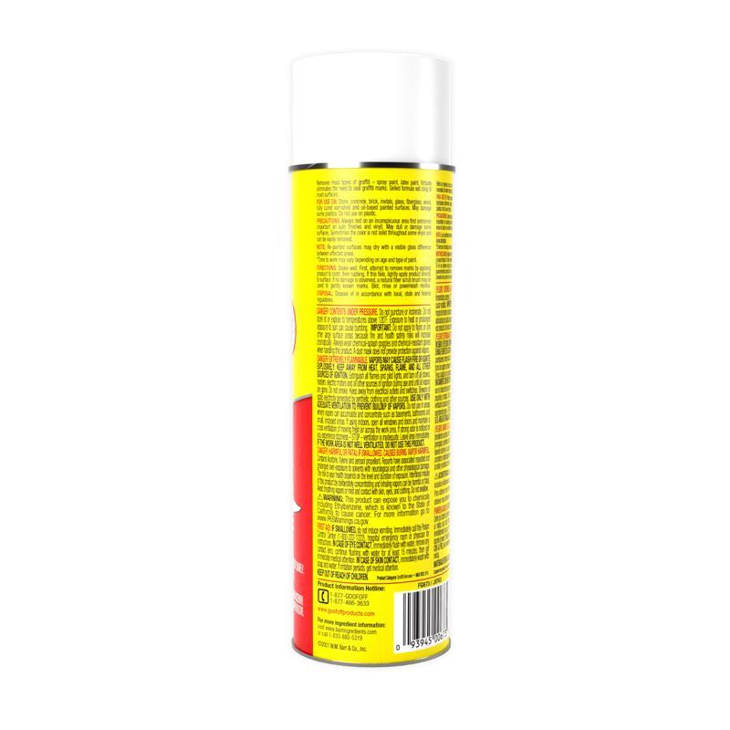 Goof Off FG673 Graffiti Remover, Opaque Viscous Liquid, 16 oz Aerosol Can Clear
