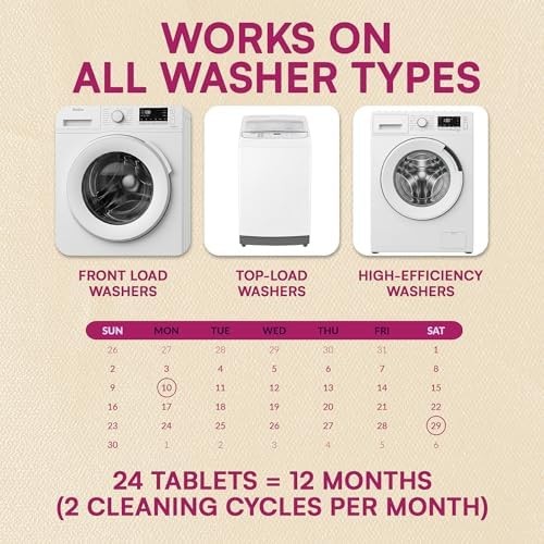 Washing Machine Cleaner Tablets Unscented 24 Pack Residue-free Laundry Washer…