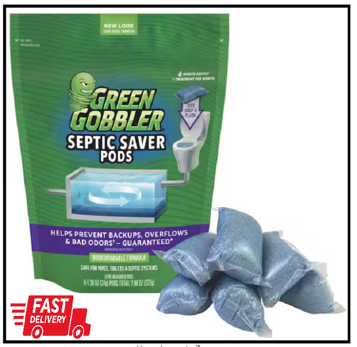 Green Gobbler Septic Saver Enzyme Pacs Rapid Paper Dissolver Clog Drains Sink