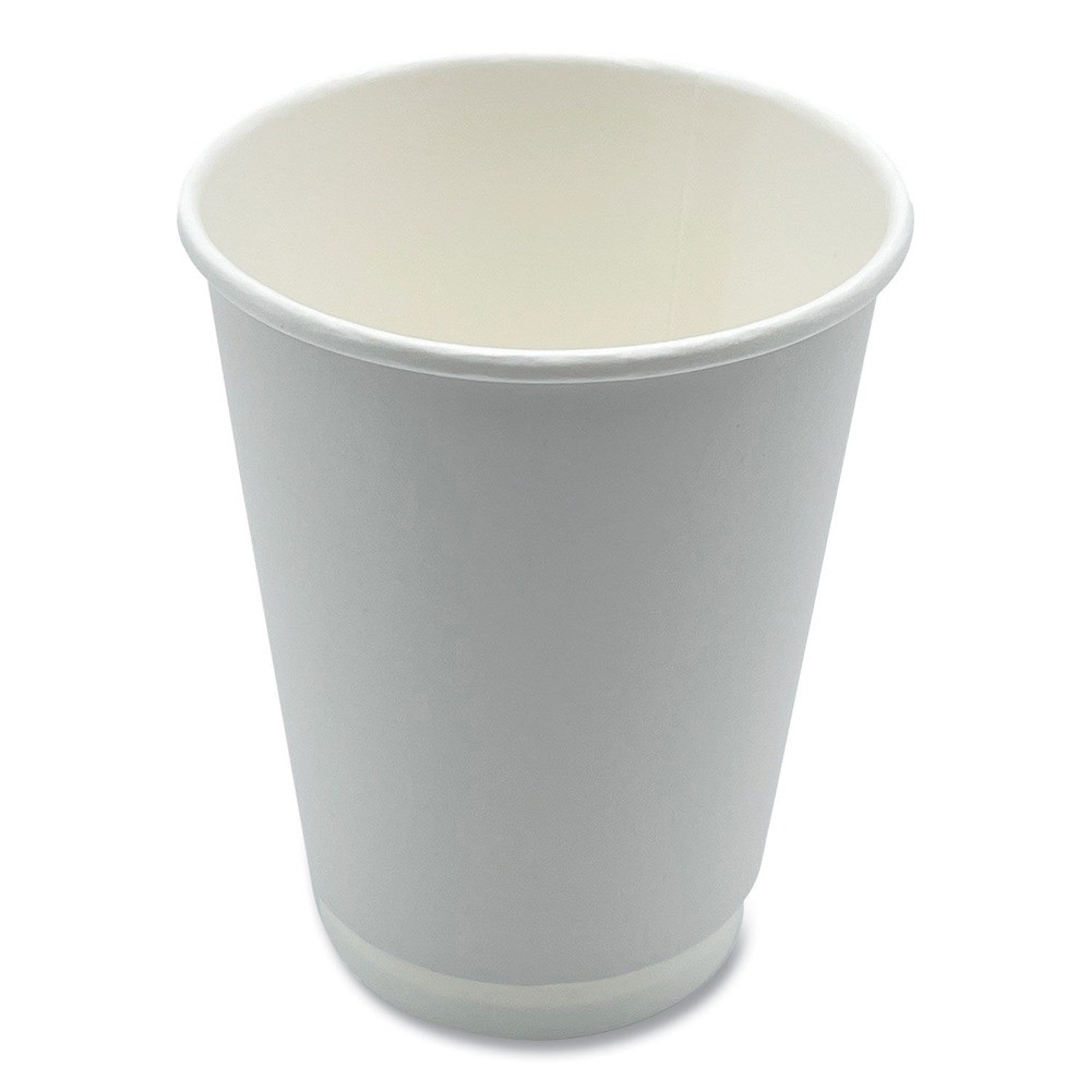Boardwalk DW12HCUP 12 oz Double-Walled Paper Hot Cups – White (500/Carton) New