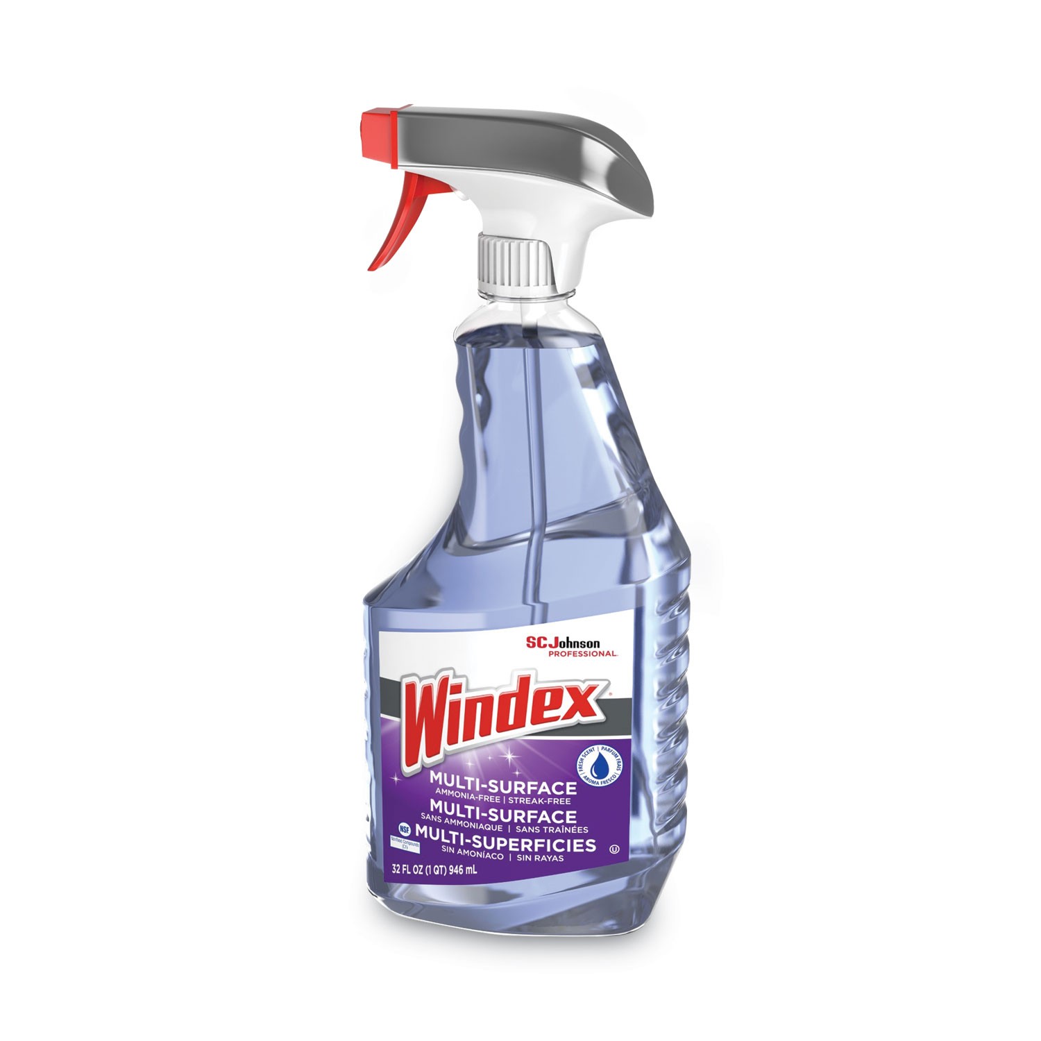 Windex? Non-Ammoniated Multi Surface Cleaner, Pleasant Scent, 32 oz Bottle, 8/Ca