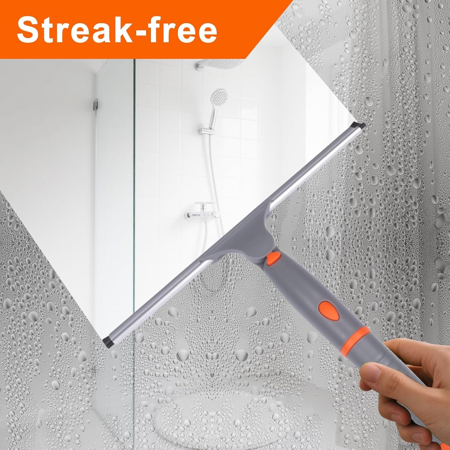 All Purpose 10 inch Shower Squeegee with 2pcs Rubber Wiper Blade Window Squeegee