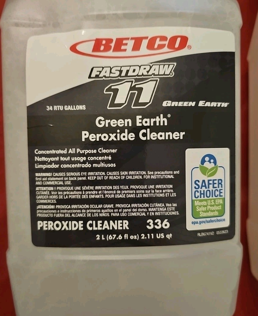 2 Bottles BETCO 336 FASTDRAW 11 Green Earth Peroxide Cleaner 2L (2 Total)