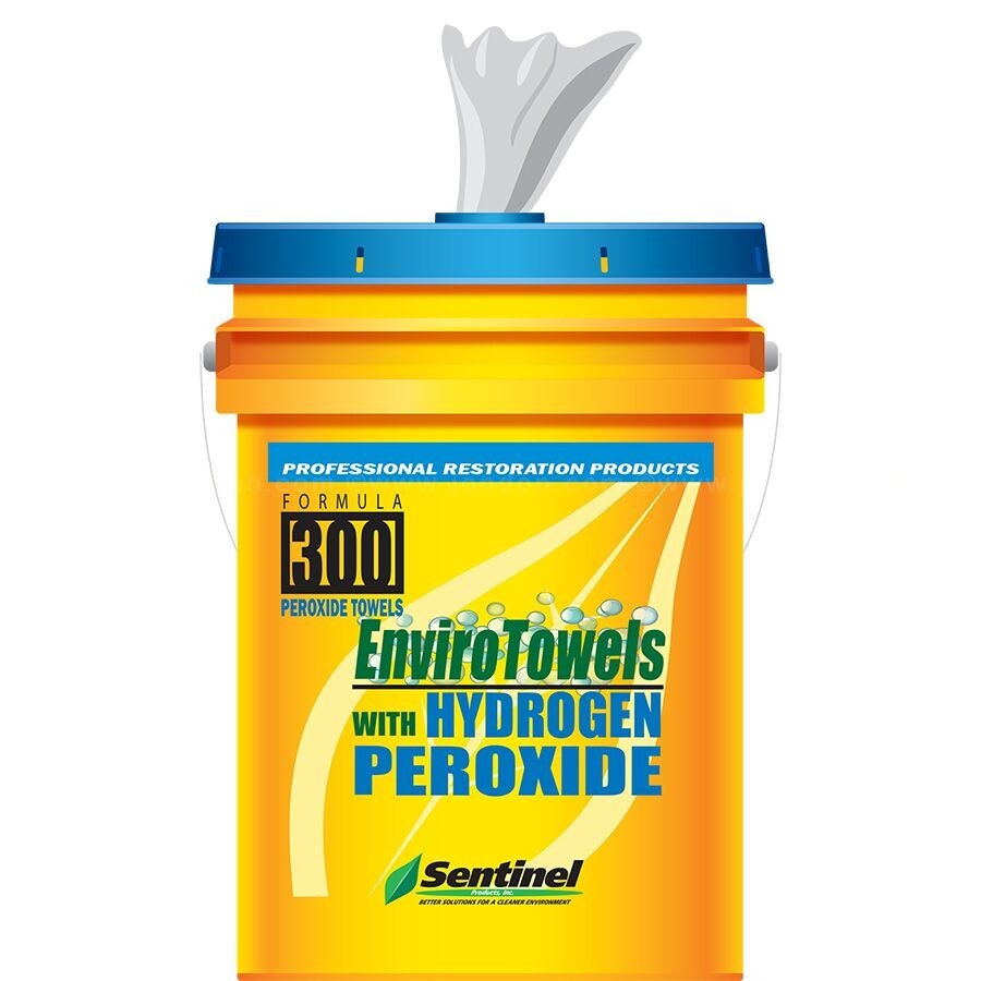 Sentinel 300 EnviroTowels w/ Hydrogen Peroxide, Pre-soaked, Biodegradable, 290ct