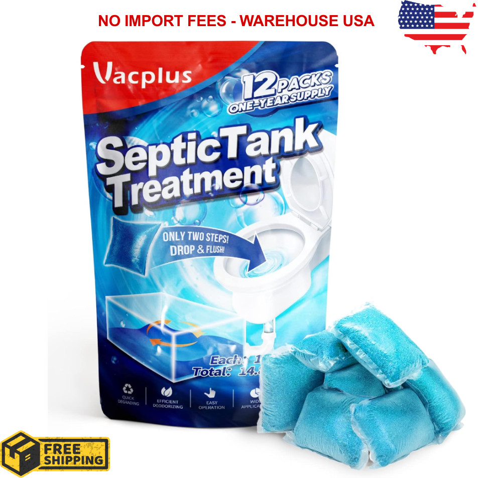 Septic Tank Treatment 12 Pcs for 1 Year Supply Dissolvable Packs Easy Operation