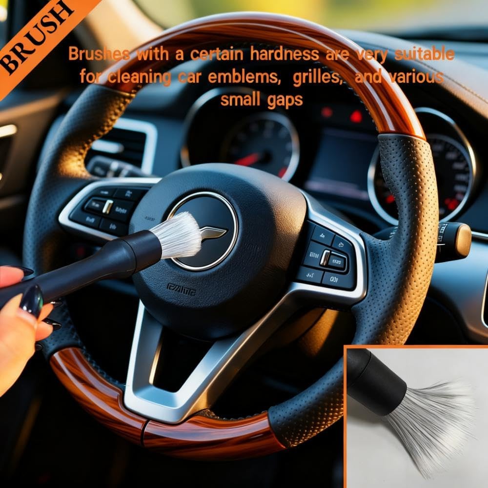 8 PCS Car Detailing Brush Set, Car Interior and Exterior Soft Bristle Cleanin…