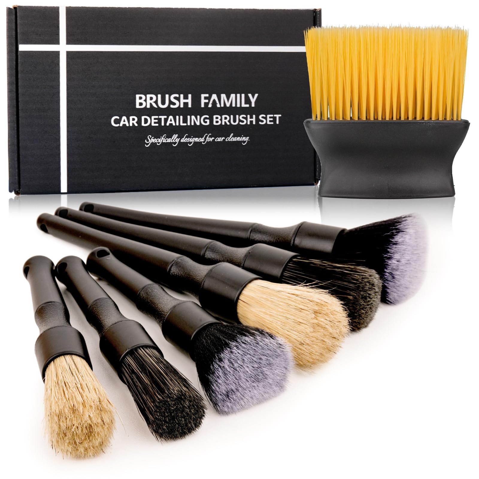 7PCS Car Detailing Brush Set, Ultra Soft Boars Hair Car Interior Detailing Br…