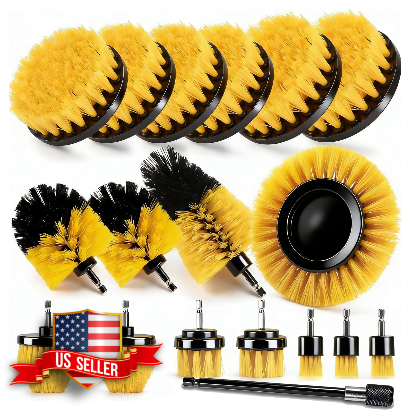 18-Pack Drill Brush Power Scrubber Cleaning Brush Set for Bathroom, Car