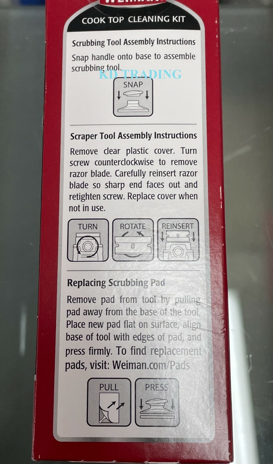 (2-Pk) WEIMAN Glass Stove Cook Top Complete CLEANING KIT with Scrubber & Scraper
