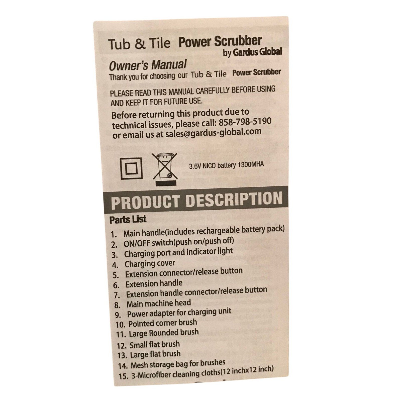 Tub & Tile Power Scrubber Electric Power Scrubber Long Extension Handle