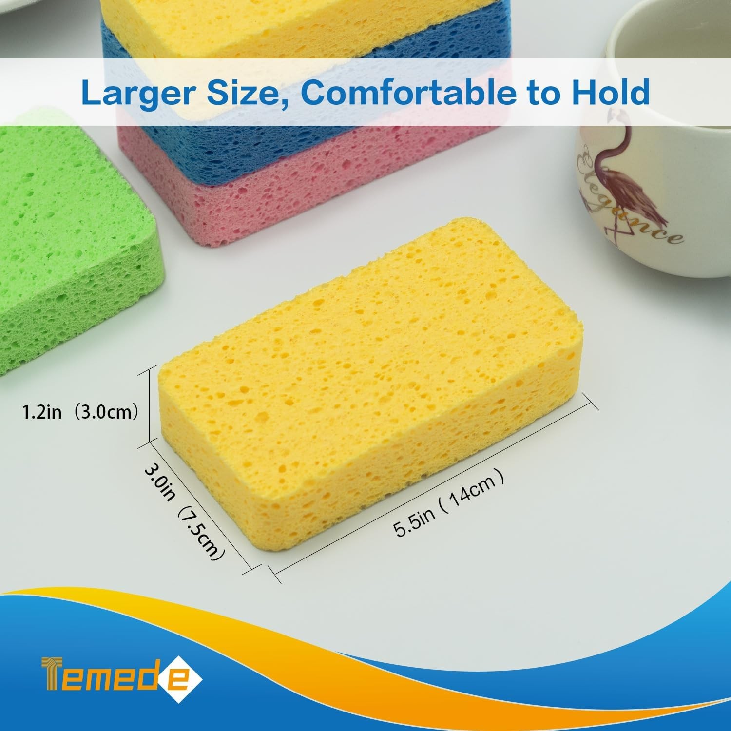 Large Cellulose Sponges, Kitchen Sponges for Dish, Thick Heavy Duty Scrub