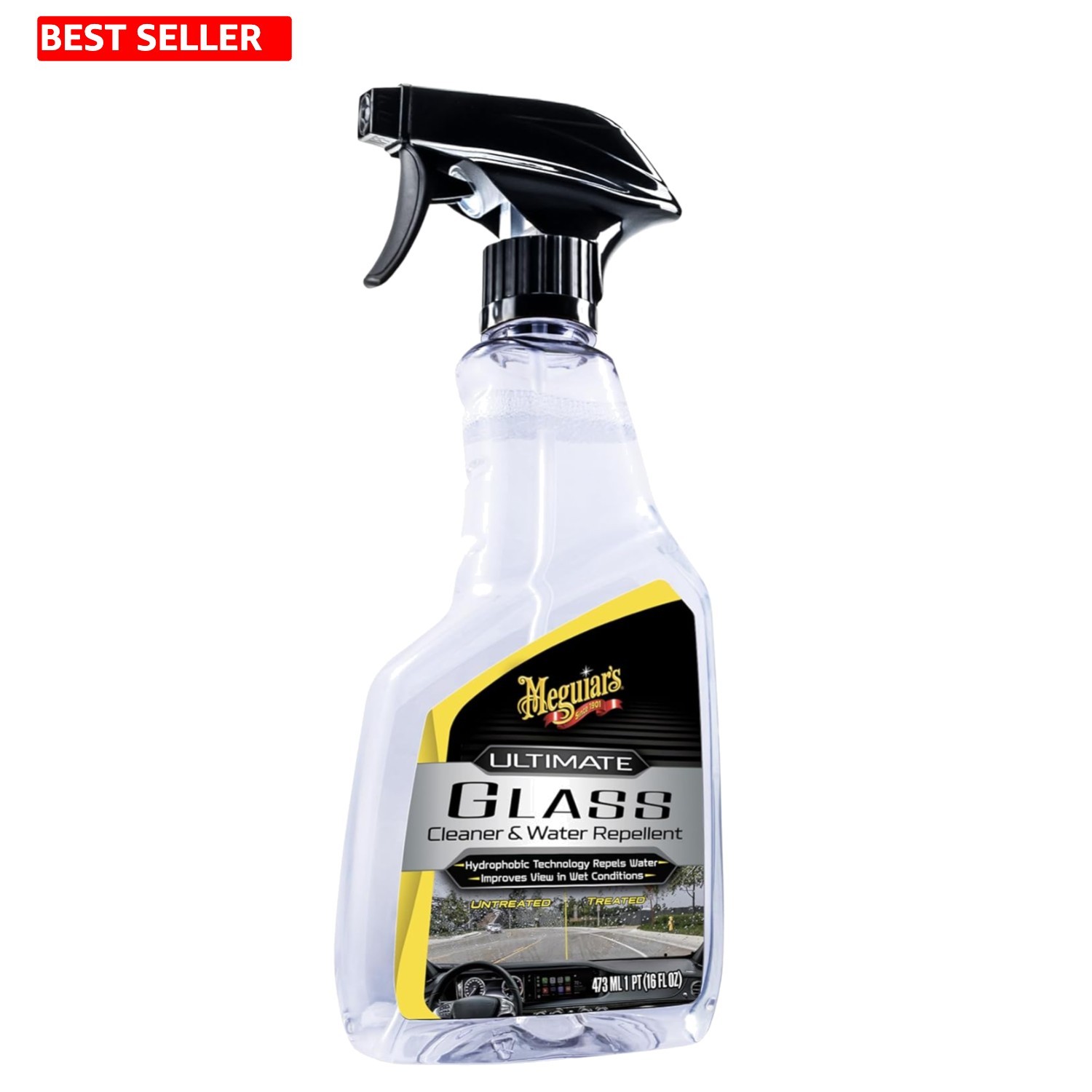 16oz Meguiar’s Glass Cleaner & Water Repellent – Unmatched Clarity & Wet Safety