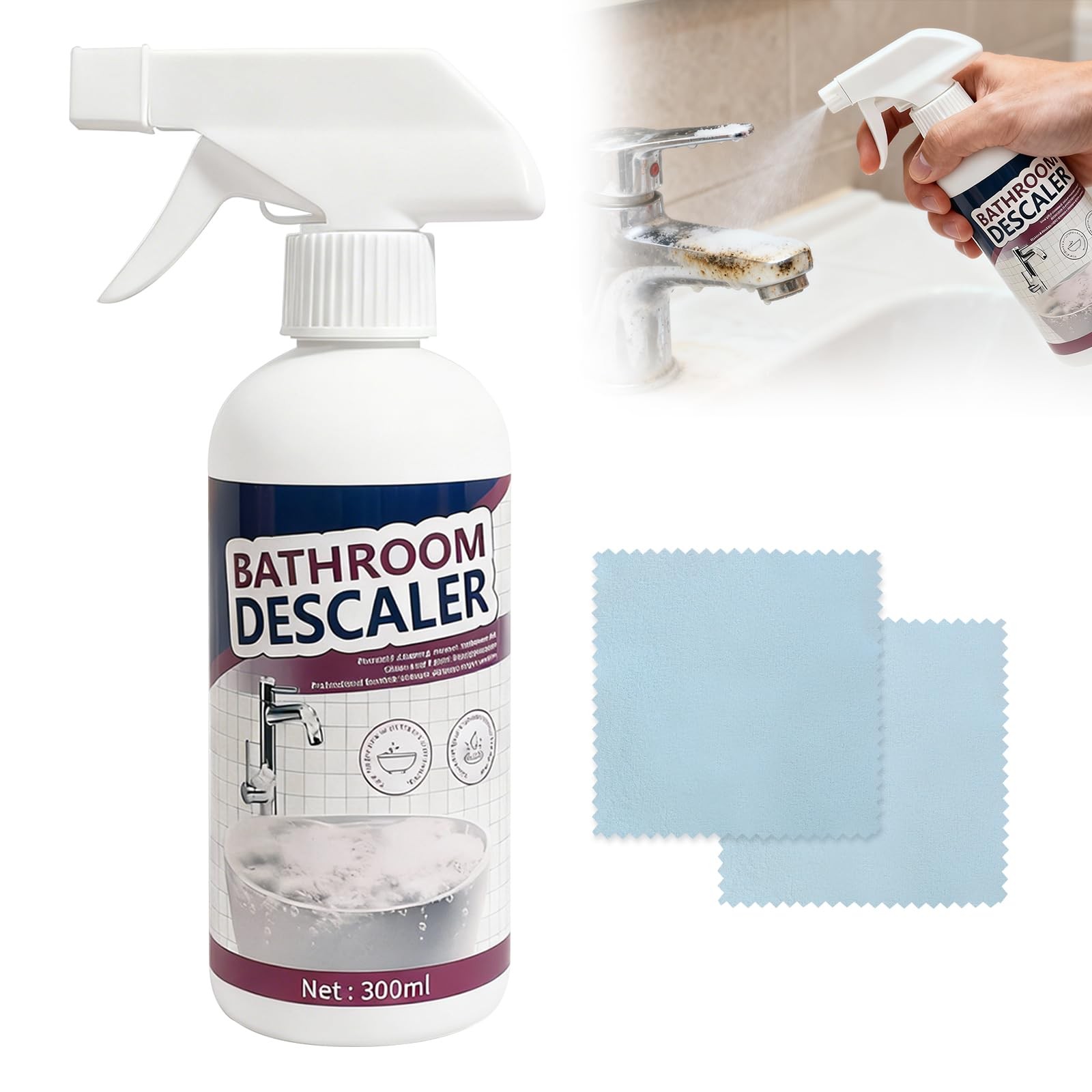 Bathroom Descaler Foam Cleaner for Hard Water Stains – Powerful Foaming Spray…